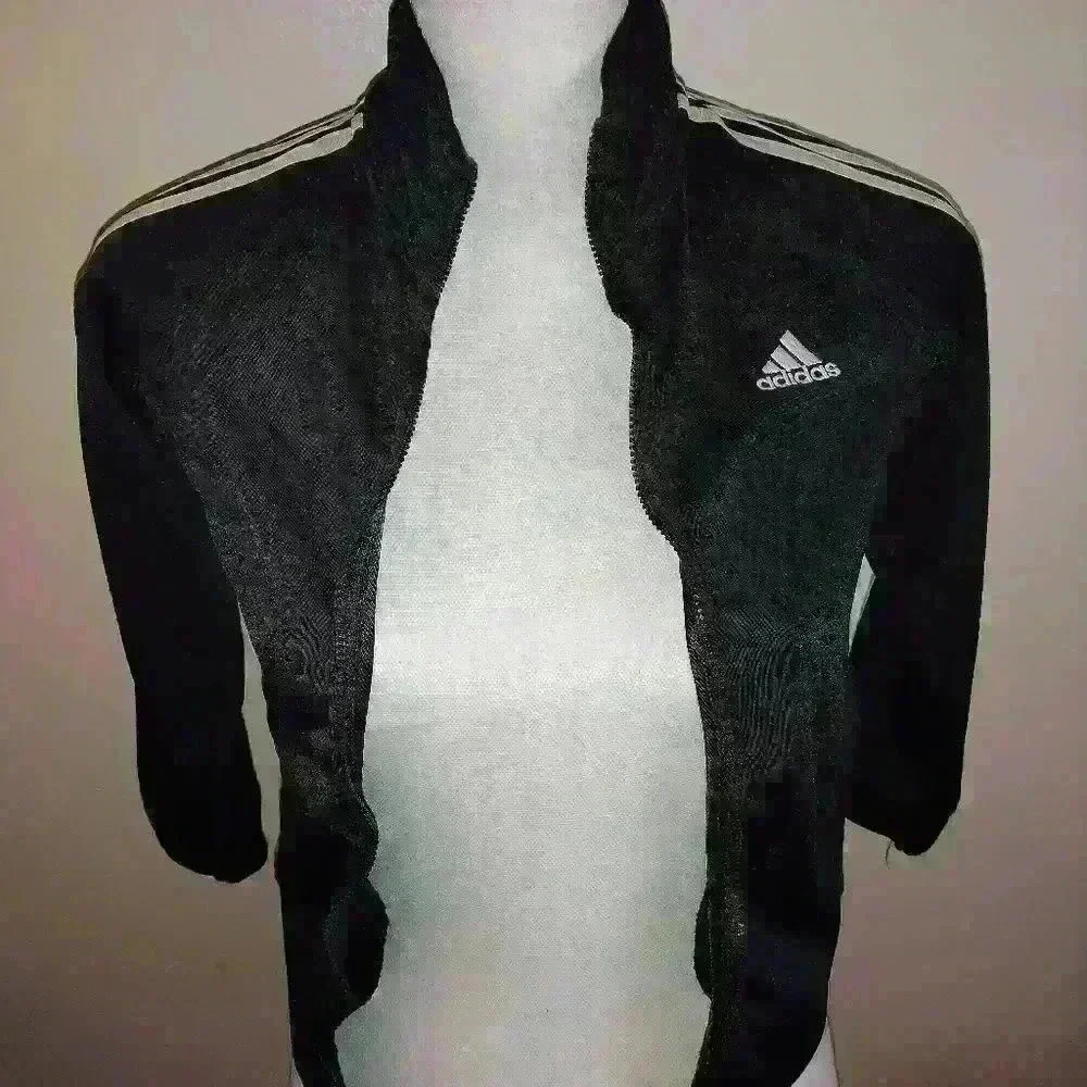 Adidas Zip Up Black And White Size 7 Long Sleeve
